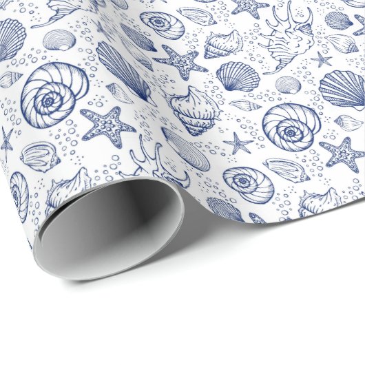 Blauw en wit zeeschok oud papier (Rol Hoek)