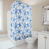 Blauw en wit zeesterren ontwerp douchegordijn (In situ)