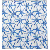 Blauw en wit zeesterren ontwerp douchegordijn (Voorkant)
