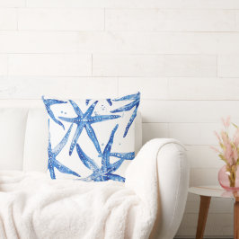 Blauw en wit zeesterren ontwerpkussen kussen