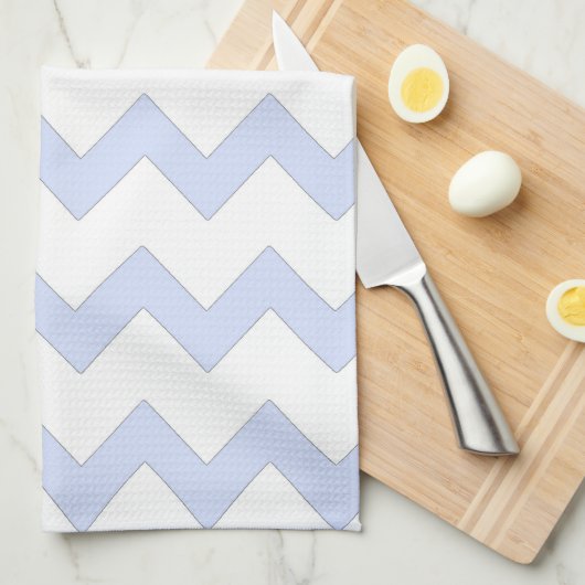Blauw en wit zigzag chevron-ontwerp theedoek (Quarter Fold)
