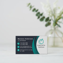 Blauw en Wit/Zwart Elegant Visitekaartje