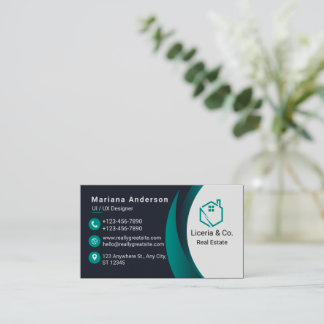 Blauw en Wit/Zwart Elegant Visitekaartje