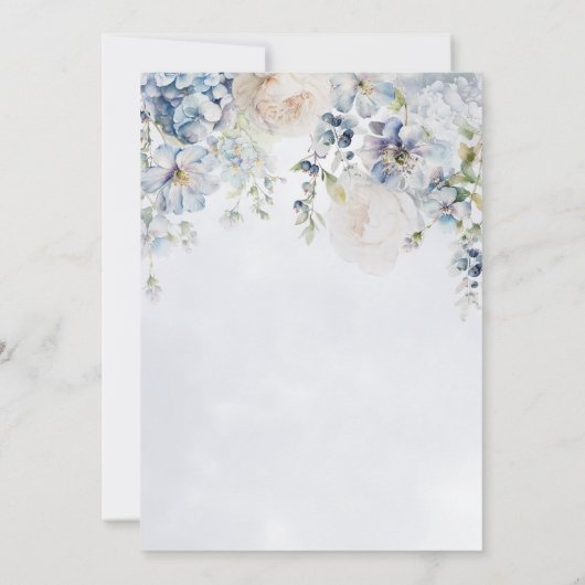 Blauw- en without Moderne bruiloft Kaart (Achterkant)