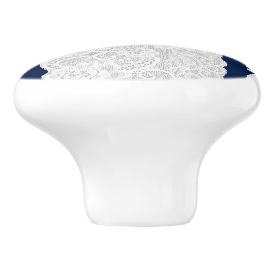 Blauw- en witkant Rustic Romantic Keramische Knop (Zijkant)