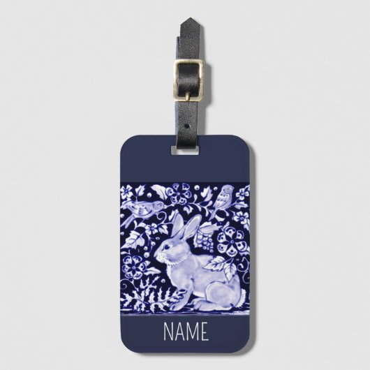 Blauw- en witkonijnenvogels Bagagelabel personalis (Voorkant (verticaal))