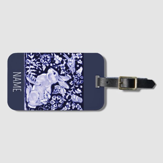 Blauw- en witkonijnenvogels Bagagelabel personalis (Voorkant (horizontaal))