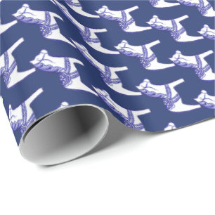 Blauw- en witpaardpapier cadeaupapier