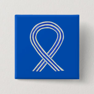 Blauw- en witte ALS-lint-lintbewustzijn Aangepaste Vierkante Button 5,1 Cm