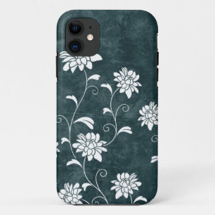 Blauw en witte bloemen, roestvrij iPhone 11 hoesje