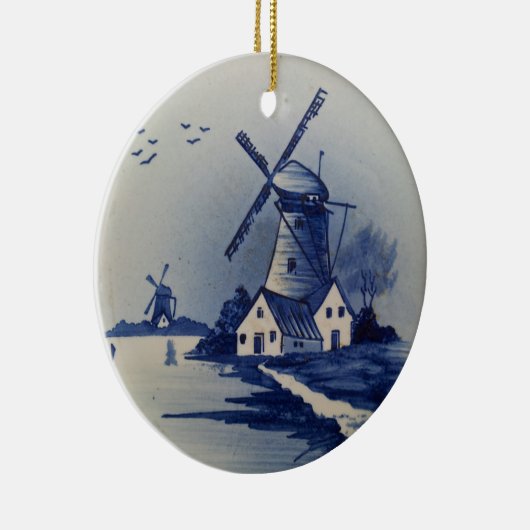 Blauw en Witte Delft Keramisch Ornament (Rechts)
