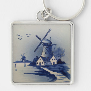  blauw en Witte Delft Kunstwerk schilderen Sleutelhanger