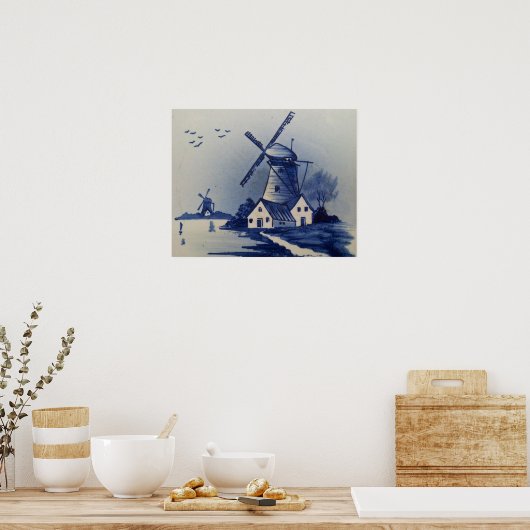 Blauw en Witte Delft Poster (Keuken)