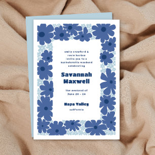Blauw en Witte Groovy Bloemen Boho Vrijgezellenfee Kaart