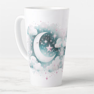 Blauw en Witte Halve Maan Hemelse Boho Moderne Latte Mok