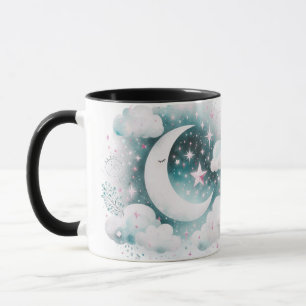 Blauw en Witte Halve Maan Hemelse Boho Moderne Mok