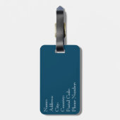 Blauw- en witte-jachtpatroon bagagelabel (Achterkant verticaal)