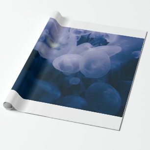 BLAUW EN WITTE JELLYFISH IN WATER CADEAUPAPIER