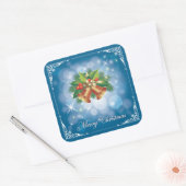 Blauw en Witte Kerst van de Zeeslag Vierkante Sticker (Envelop)