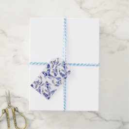 Blauw en witte koi cadeaulabel