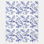 Blauw en witte koi fleece deken (Voorkant)