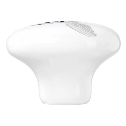 Blauw en witte koi keramische knop (Zijkant)