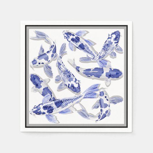 Blauw en witte koi servetten (Voorkant)