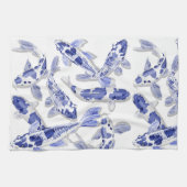 Blauw en witte koi theedoek (Horizontaal)