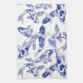 Blauw en witte koi theedoek (Verticaal)