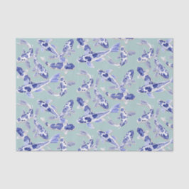 Blauw en witte koi tissuepapier