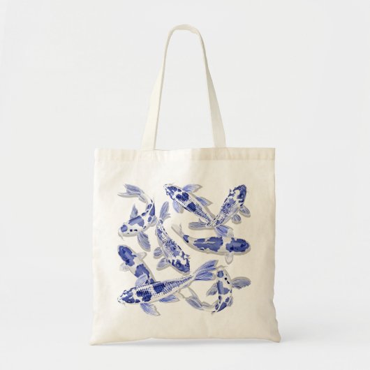 Blauw en witte koi tote bag (Voorkant)