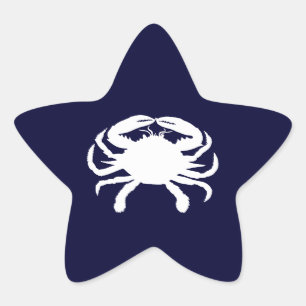 Blauw en Witte Krab Vorm Ster Sticker
