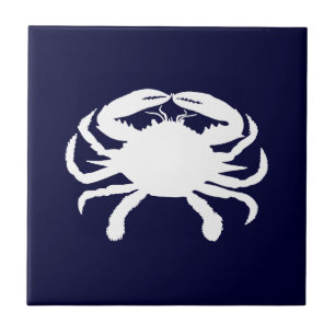Blauw en Witte Krab Vorm Tegeltje