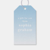 Blauw en witte ombre cadeaulabel (Voorkant)