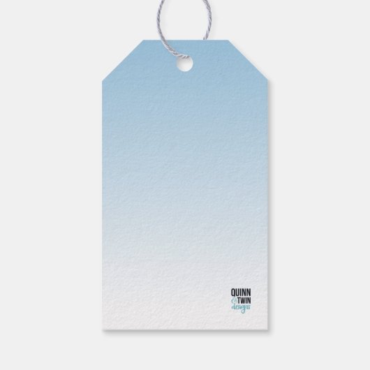 Blauw en witte ombre cadeaulabel (Achterkant)