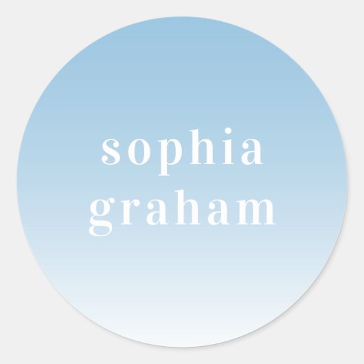 Blauw en witte ombre ronde sticker (Voorkant)
