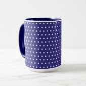 Blauw- en witte poka-vlek mok (Voorkant links)