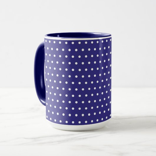 Blauw- en witte poka-vlek mok (Voorkant links)