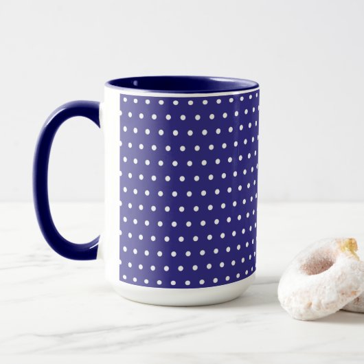 Blauw- en witte poka-vlek mok (Met donut)