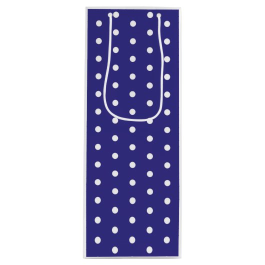 Blauw- en witte poka-vlek wijn cadeautas (Voorkant)