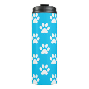 Blauw- en witte pootafdrukken thermosbeker