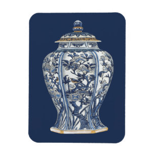 Blauw- en witte porseleinen Vase door Vision Studi Magneet
