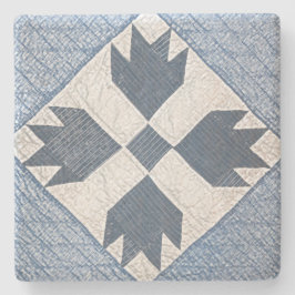 Blauw en witte quilt stenen onderzetter