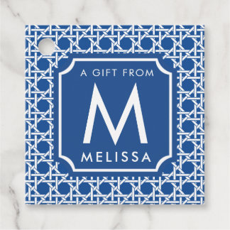 Blauw- en witte riet | Rattan | Monogram Bedankjes Labels