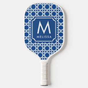 Blauw- en witte riet   Rattan   Monogram Pickleball Paddle
