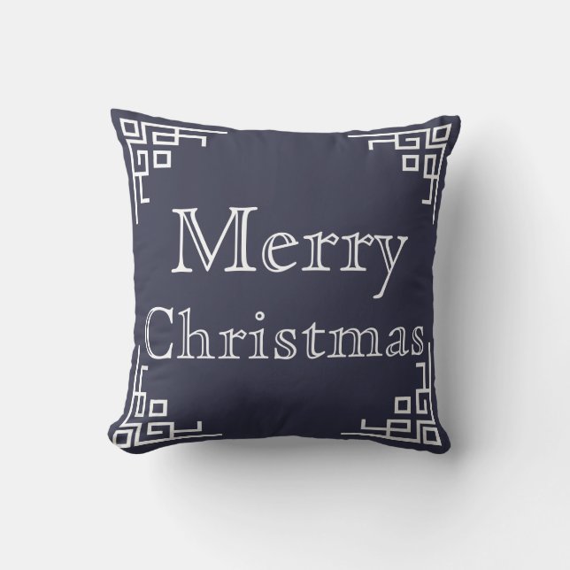 Blauw en witte rode kerst kussen (Voorkant)
