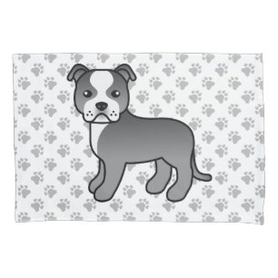 Blauw En Witte Staffie Schattige Cartoon Hond & Po Kussensloop