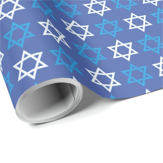 Blauw en witte ster van David Wrapping Paper Cadeaupapier (Rol Hoek)