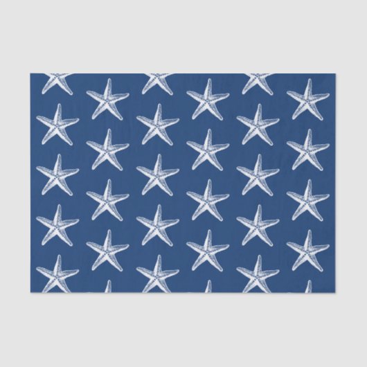 Blauw en Witte Stervisstrand Kust Tissuepapier (Voorkant)