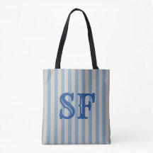 Blauw en Witte Strepen Aangepaste Monogram